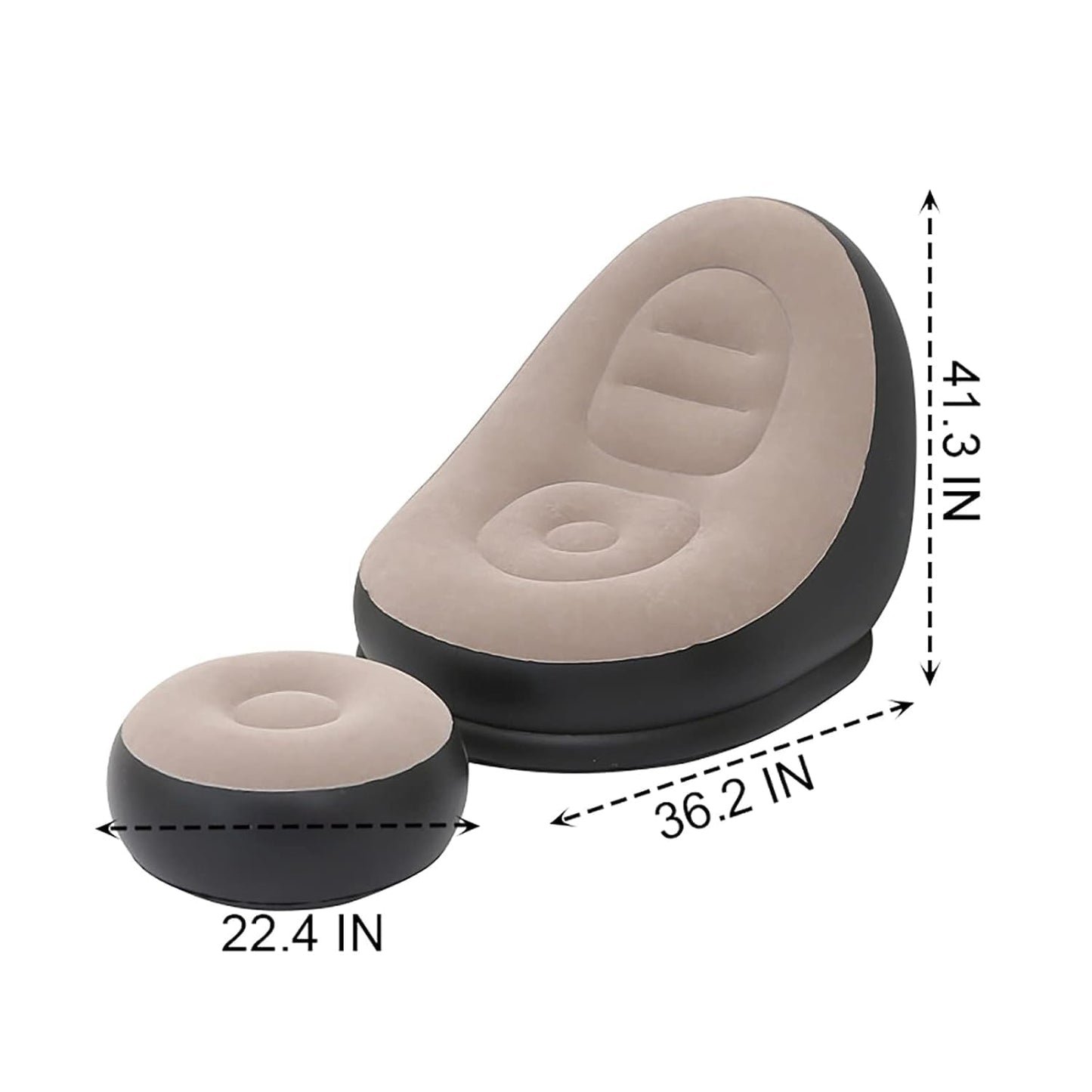 Inflatable Sofa Set Comfortable Air Sofa Chair with Footstool & Pump for Indoor & Outdoor Use