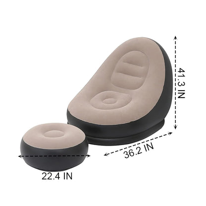 Inflatable Sofa Set Comfortable Air Sofa Chair with Footstool & Pump for Indoor & Outdoor Use