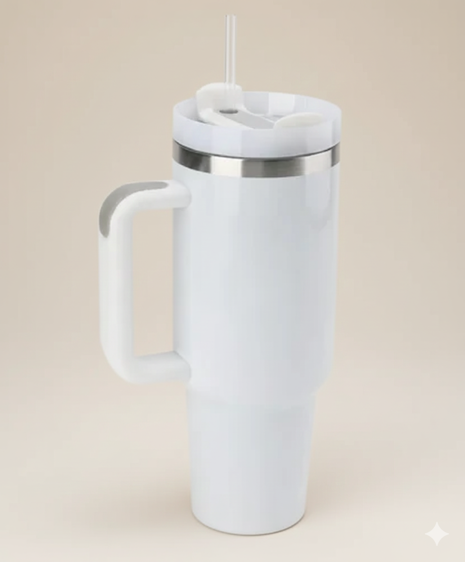 1200ml Stainless Steel Tumbler with Handle & Steel Straw